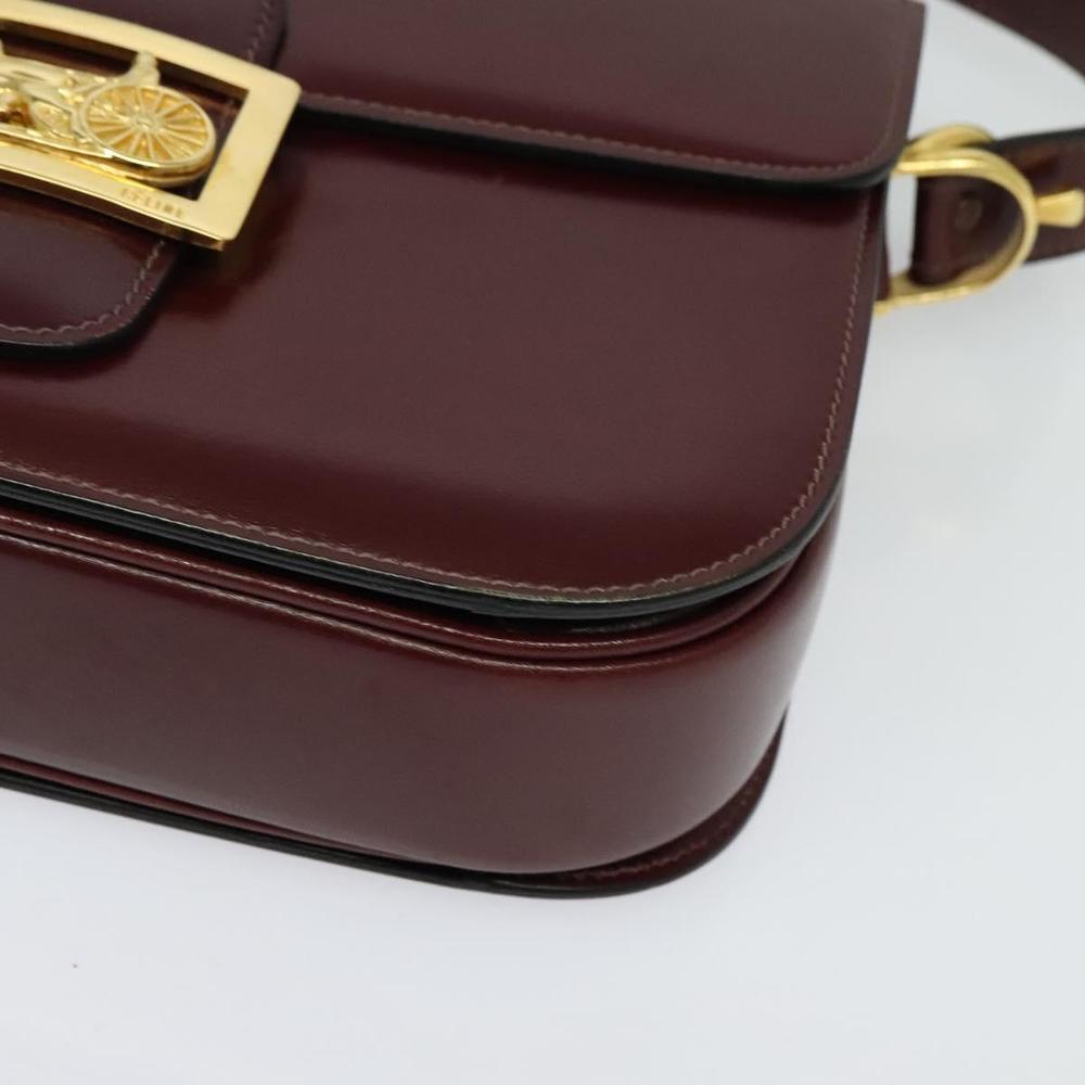 CELINE Horse Carriage Shoulder Bag Leather Bordeaux Gold Auth yk18928 - Picture 14 of 16